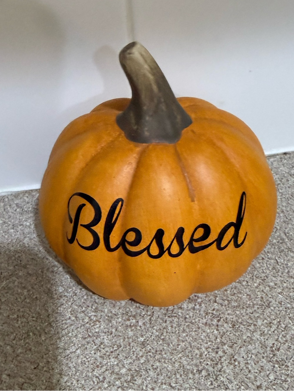 Thankful Blessed Grateful ceramic Pumpkin Trio - Orange Fall Decor NEW - Picture 5 of 10